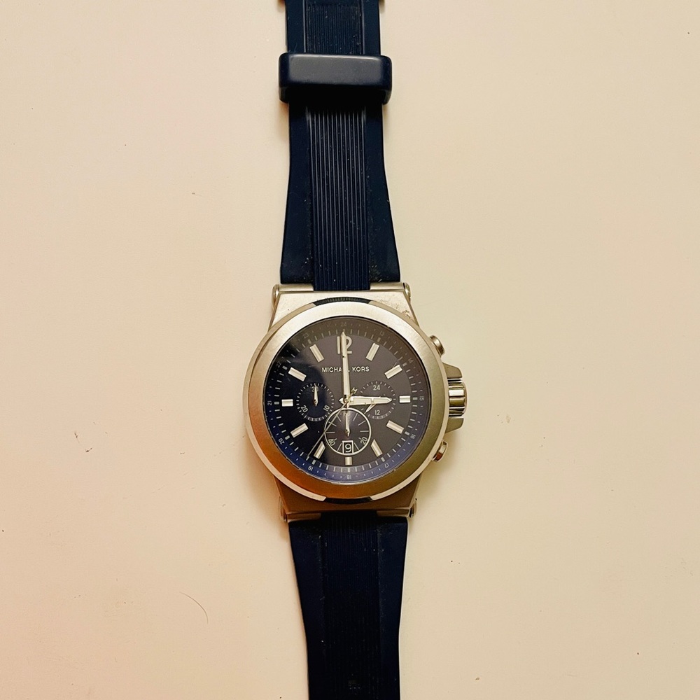 Mens Michael Kors watch, navy blue, silver